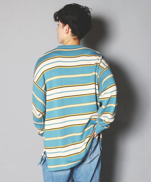SKOOKUM（スクーカム）の「SKOOKUM×JEマルチボーダークルースプリングニット（ニット/セーター・メンズ・ネイビー/サックスブルー/ブルー/グリーン・M/L）」の12枚目の写真
