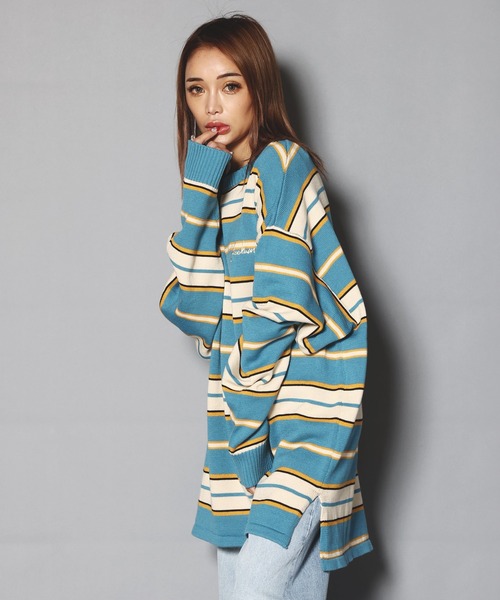 SKOOKUM（スクーカム）の「SKOOKUM×JEマルチボーダークルースプリングニット（ニット/セーター・メンズ・ネイビー/サックスブルー/ブルー/グリーン・M/L）」の19枚目の写真