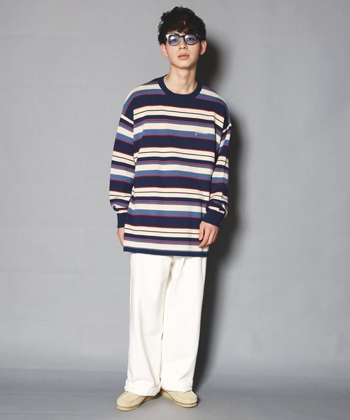 SKOOKUM（スクーカム）の「SKOOKUM×JEマルチボーダークルースプリングニット（ニット/セーター・メンズ・ネイビー/サックスブルー/ブルー/グリーン・M/L）」の21枚目の写真