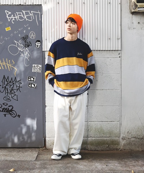 SKOOKUM（スクーカム）の「SKOOKUM×JEマルチボーダークルースプリングニット（ニット/セーター・メンズ・ネイビー/サックスブルー/ブルー/グリーン・M/L）」の9枚目の写真