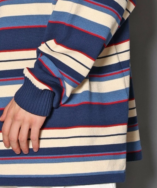 SKOOKUM（スクーカム）の「SKOOKUM×JEマルチボーダークルースプリングニット（ニット/セーター・メンズ・ネイビー/サックスブルー/ブルー/グリーン・M/L）」の10枚目の写真