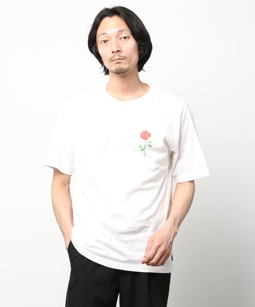 MYne（マイン）の「【MYne】Rose Flower Printed Half Sleeve T-shirt（Tシャツ/カットソー・メンズ・ホワイト/ブラック・S/M/L）」の16枚目の写真