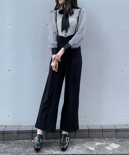 titty＆Co. PETIT（ティティアンドコープティ）の「【titty&Co.PETIT】サス付きハイウエスト脚長スラックス（スラックス・レディース・ブラック/ベージュ・SMALL/MEDIUM）」の4枚目の写真