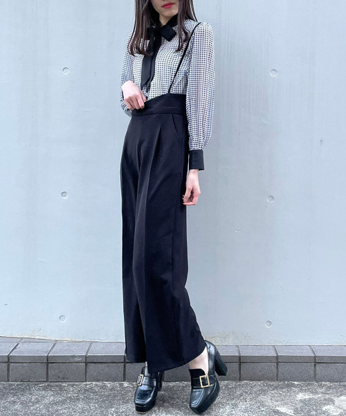 titty＆Co. PETIT（ティティアンドコープティ）の「【titty&Co.PETIT】サス付きハイウエスト脚長スラックス（スラックス・レディース・ブラック/ベージュ・SMALL/MEDIUM）」の3枚目の写真