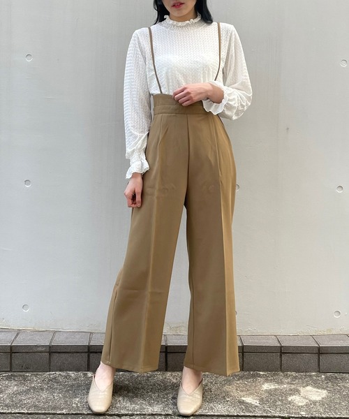 titty＆Co. PETIT（ティティアンドコープティ）の「【titty&Co.PETIT】サス付きハイウエスト脚長スラックス（スラックス・レディース・ブラック/ベージュ・SMALL/MEDIUM）」の7枚目の写真