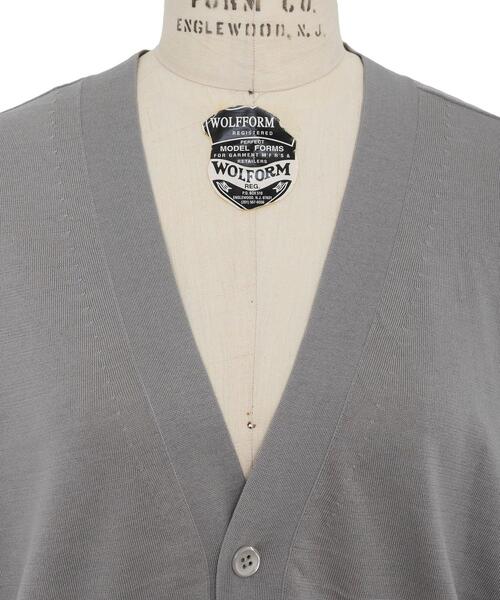 Drawer（ドゥロワー）の「＜Drawer（ドゥロワー）＞ 18GコットンシルクVネックカーディガン（カーディガン/ボレロ・レディース・ライトグレー/ホワイト・1/2）」の5枚目の写真