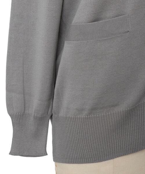 Drawer（ドゥロワー）の「＜Drawer（ドゥロワー）＞ 18GコットンシルクVネックカーディガン（カーディガン/ボレロ・レディース・ライトグレー/ホワイト・1/2）」の6枚目の写真