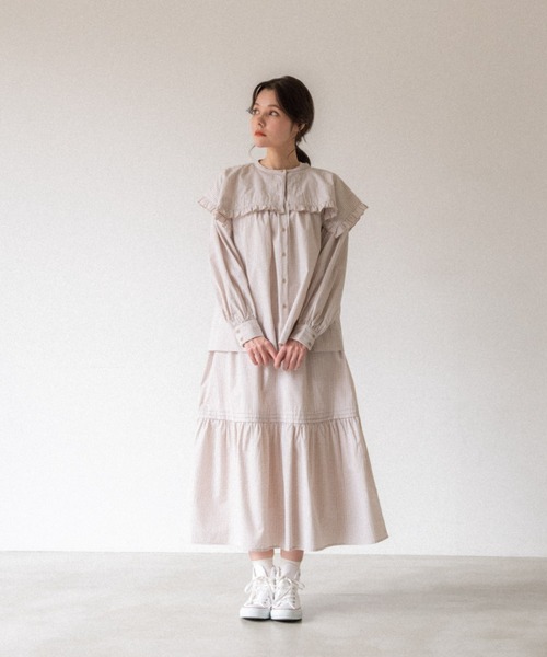 セーラーgingham check blouse idem（イデム）の「gingham check frill blouse/ギンガム