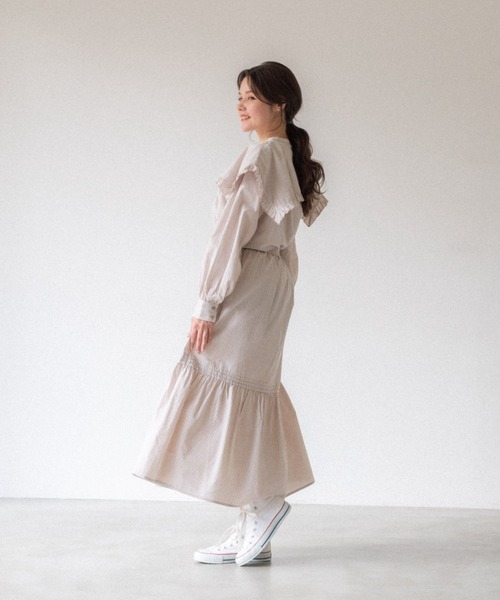 idem（イデム）の「gingham check frill blouse/ギンガムチェックセーラーブラウス（シャツ/ブラウス・レディース・ブラック/ベージュ/マスタード・FREE）」の17枚目の写真