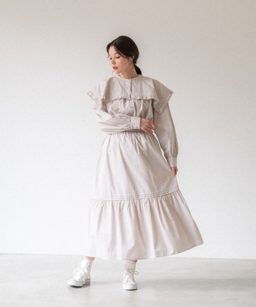 idem（イデム）の「gingham check frill blouse/ギンガムチェックセーラーブラウス（シャツ/ブラウス・レディース・ブラック/ベージュ/マスタード・FREE）」の18枚目の写真