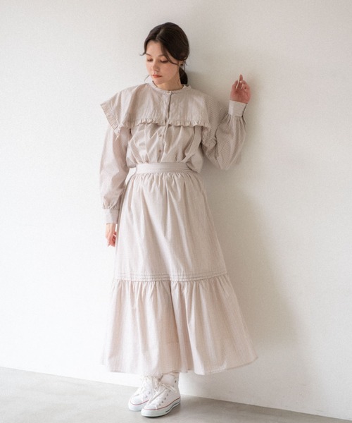 idem（イデム）の「gingham check frill blouse/ギンガムチェックセーラーブラウス（シャツ/ブラウス・レディース・ブラック/ベージュ/マスタード・FREE）」の21枚目の写真