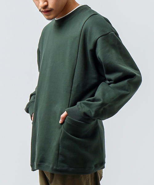 B.C STOCK(ベーセーストック)の「CARRY PKT SWEAT(Tシャツ/カットソー・メンズ・ホワイト/グリーン/スミクロ・MEDIUM/LARGE)」の3枚目の写真