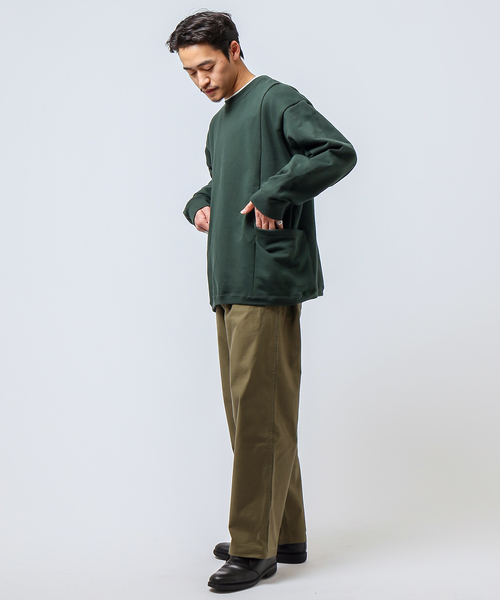B.C STOCK(ベーセーストック)の「CARRY PKT SWEAT(Tシャツ/カットソー・メンズ・ホワイト/グリーン/スミクロ・MEDIUM/LARGE)」の4枚目の写真