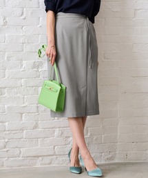 RANAN（ラナン）の「ひんやり！洗える麻調ベルト付タイトスカート（スーツスカート）」