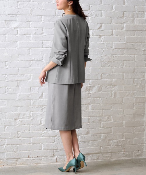 RANAN（ラナン）の「ひんやり！洗える麻調ベルト付タイトスカート（スーツスカート・レディース・ライトグレー/ブラック・L/LL/M）」の8枚目の写真