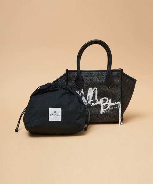 LANVIN en Bleu（ランバンオンブルー）の「ロゴ刺しゅうサマーバッグ（かごバッグ・レディース・ブラック/ベージュ・FREE）」の9枚目の写真