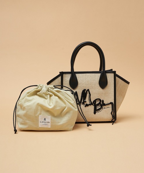 LANVIN en Bleu（ランバンオンブルー）の「ロゴ刺しゅうサマーバッグ（かごバッグ・レディース・ブラック/ベージュ・FREE）」の3枚目の写真