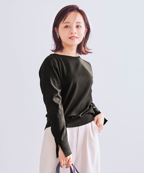 KOBE LETTUCE（コウベレタス）の「前後で着られるパールボタンニットカーディガン（カーディガン/ボレロ・レディース・レッド/ベージュ/ブラック/ホワイト系/ブラック系/ネイビー系・M/S）」の14枚目の写真