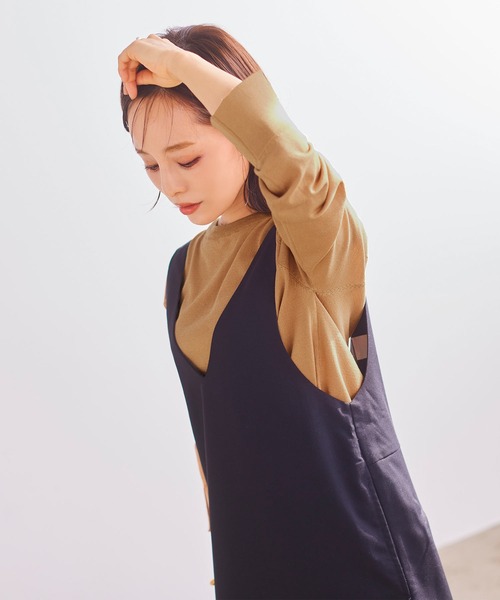 KOBE LETTUCE（コウベレタス）の「前後で着られるパールボタンニットカーディガン（カーディガン/ボレロ・レディース・レッド/ベージュ/ブラック/ホワイト系/ブラック系/ネイビー系・M/S）」の8枚目の写真