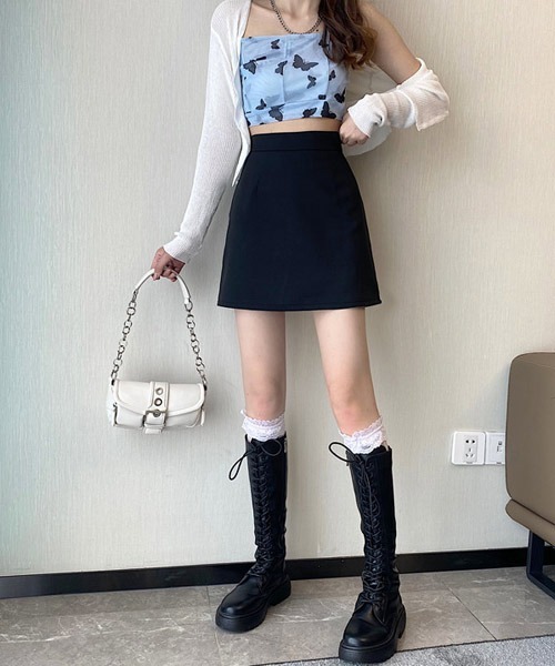 urge:(アージコロン )の「【URGE:】台形 タック ミニスカート(スカート・レディース・ブラック/グレー/チェック・MEDIUM/X-LARGE/SMALL/LARGE)」の2枚目の写真