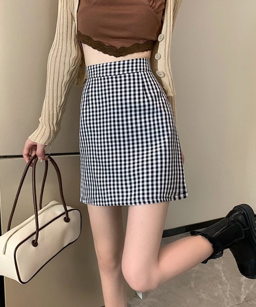 urge:(アージコロン )の「【URGE:】台形 タック ミニスカート(スカート・レディース・ブラック/グレー/チェック・MEDIUM/X-LARGE/SMALL/LARGE)」の17枚目の写真