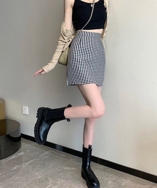 urge:(アージコロン )の「【URGE:】台形 タック ミニスカート(スカート・レディース・ブラック/グレー/チェック・MEDIUM/X-LARGE/SMALL/LARGE)」の18枚目の写真