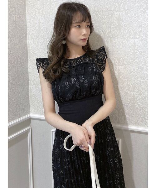 dazzlin（ダズリン）の「フリルリブマークプリーツワンピース（ワンピース・レディース・ブラック/オフホワイト・FREE）」の11枚目の写真