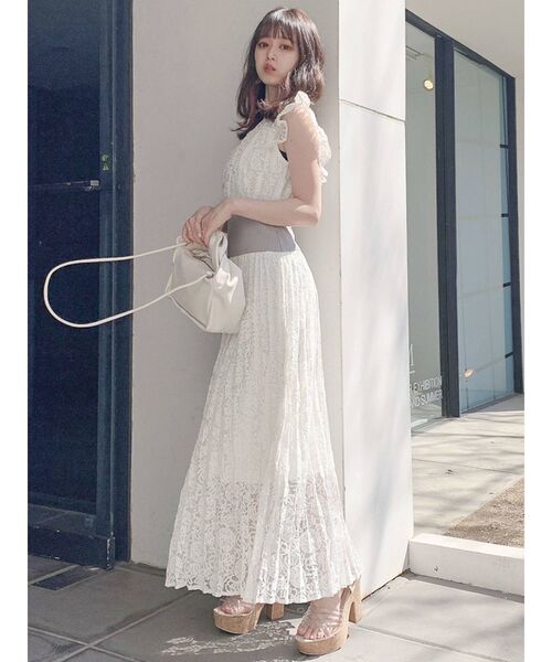 dazzlin（ダズリン）の「フリルリブマークプリーツワンピース（ワンピース・レディース・ブラック/オフホワイト・FREE）」の13枚目の写真