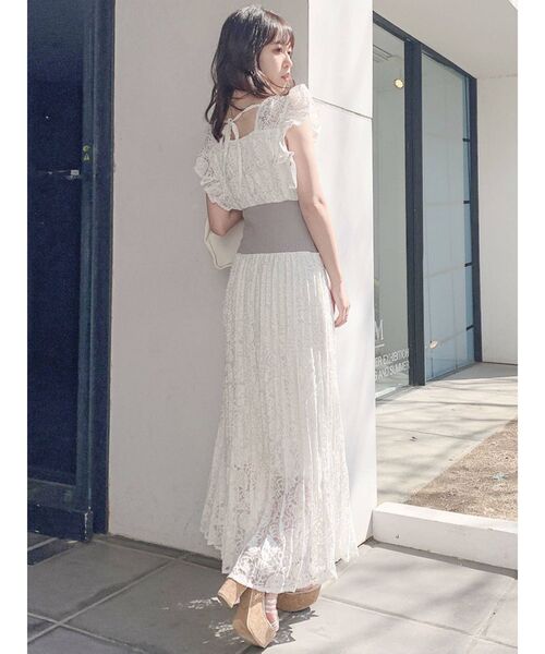 dazzlin（ダズリン）の「フリルリブマークプリーツワンピース（ワンピース・レディース・ブラック/オフホワイト・FREE）」の14枚目の写真