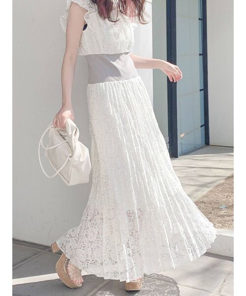 dazzlin（ダズリン）の「フリルリブマークプリーツワンピース（ワンピース・レディース・ブラック/オフホワイト・FREE）」の15枚目の写真