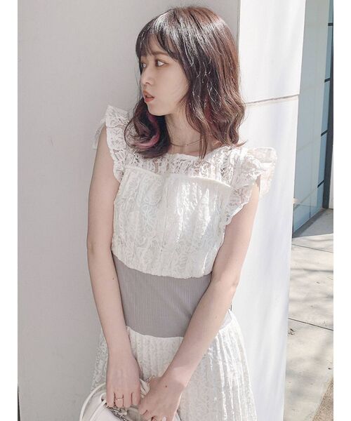 dazzlin（ダズリン）の「フリルリブマークプリーツワンピース（ワンピース・レディース・ブラック/オフホワイト・FREE）」の17枚目の写真