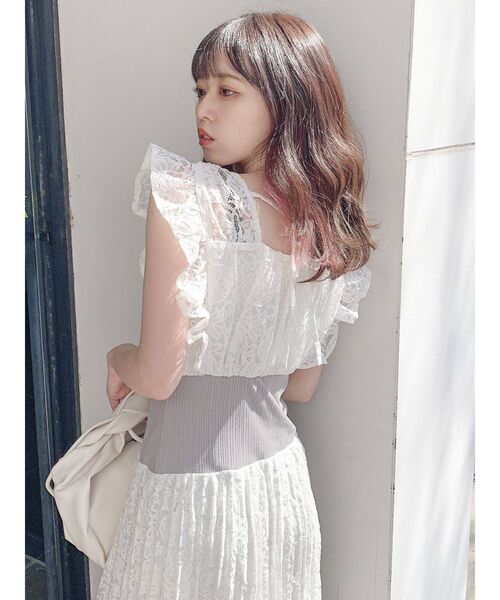 dazzlin（ダズリン）の「フリルリブマークプリーツワンピース（ワンピース・レディース・ブラック/オフホワイト・FREE）」の18枚目の写真