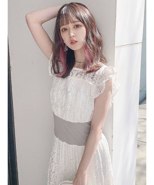 dazzlin（ダズリン）の「フリルリブマークプリーツワンピース（ワンピース・レディース・ブラック/オフホワイト・FREE）」の19枚目の写真