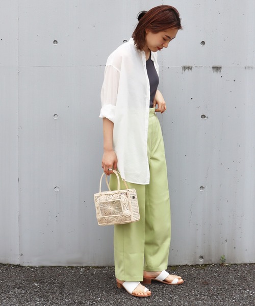 HEAR MY NAME（ヒアマイネーム）の「【HEAR MY NAME/ヒアマイネーム】 タックパンツ（その他パンツ・レディース・イエロー/グリーン・2/1）」の4枚目の写真