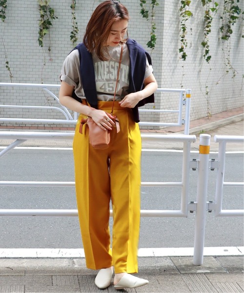 HEAR MY NAME（ヒアマイネーム）の「【HEAR MY NAME/ヒアマイネーム】 タックパンツ（その他パンツ・レディース・イエロー/グリーン・2/1）」の9枚目の写真