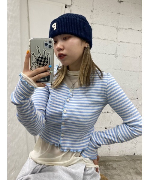 WC（ダブル シー）の「イニシャルニットキャップ（ニットキャップ/ビーニー・レディース・ネイビー/ホワイト・FREE）」の5枚目の写真