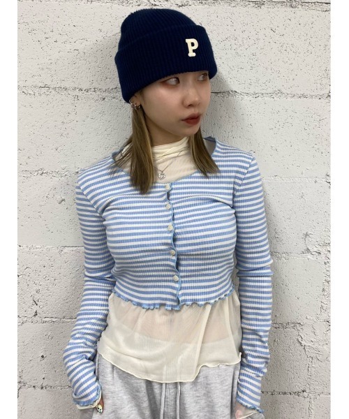 WC（ダブル シー）の「イニシャルニットキャップ（ニットキャップ/ビーニー・レディース・ネイビー/ホワイト・FREE）」の6枚目の写真