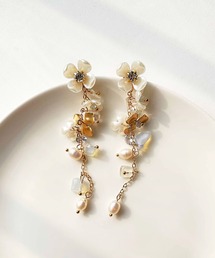 【金属アレルギー対応】 フラワー ウォーターパール ロングピアス / silver925ポスト