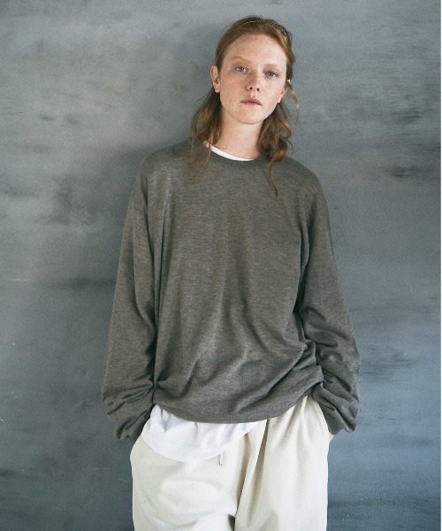 UNFIL(アンフィル)の「unfil アンフィル / worsted yak fine gauge-knit sweater ウーステッドヤク ファインゲージニット セーター / WWFL-UU004(ニット/セーター・メンズ・ブラウン/グレー・4/5)」の15枚目の写真