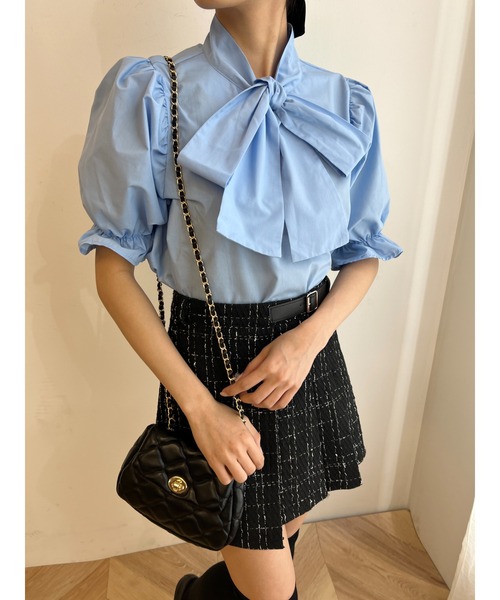 PHILLY（フィリー）の「リボン半袖ブラウス（シャツ/ブラウス・レディース・ホワイト/ブラック/その他1/その他2/ホワイト系その他/ブルー・FREE）」の4枚目の写真