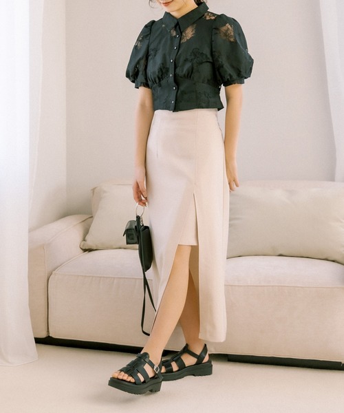 OLIVE des OLIVE（オリーブデオリーブ）の「レースコンパクトシャツ（シャツ/ブラウス・レディース・オフホワイト/ブラック・FREE）」の18枚目の写真