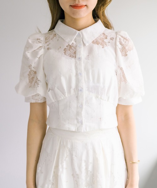 OLIVE des OLIVE（オリーブデオリーブ）の「レースコンパクトシャツ（シャツ/ブラウス・レディース・オフホワイト/ブラック・FREE）」の19枚目の写真