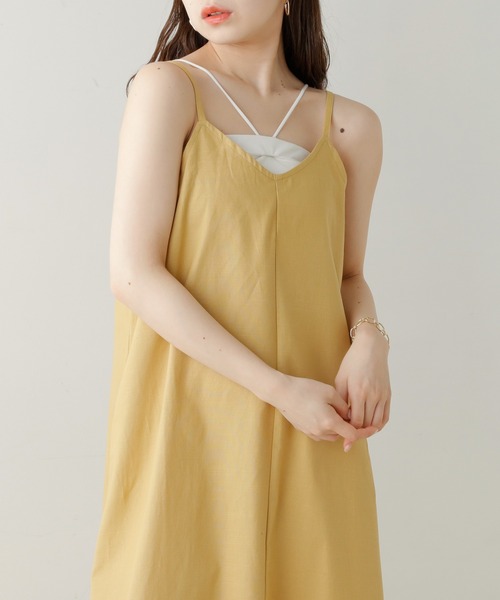 セール】綿ツイル バックギャザーキャミワンピース（ワンピース