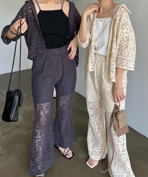 CAPRICIEUX LE'MAGE（カプリシューレマージュ）の「インドパネルレースパンツ（その他パンツ・レディース・オフホワイト/ブラック・FREE）」の3枚目の写真