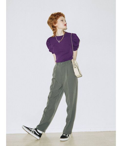 jouetie（ジュエティ）の「センタープレスタックスラックスパンツ【WEB限定】（スラックス・レディース・チャコールグレー/ブラック/グリーン/パープル・MEDIUM/LARGE）」の15枚目の写真