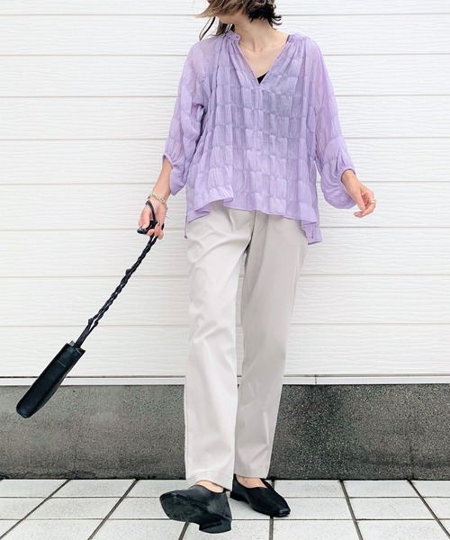 Q（キュー）の「コットンツイルイージーパンツ（その他パンツ・レディース・ブラック/オリーブ/アイボリー・MEDIUM）」の11枚目の写真