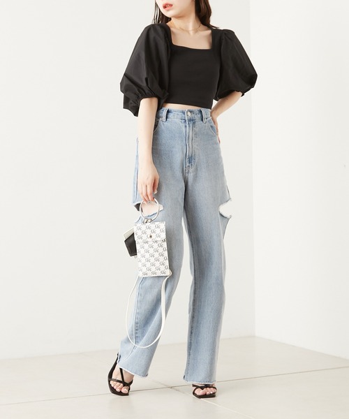 Chico（チコ）の「パフスリーブショート丈スクエアT（Tシャツ/カットソー・レディース・ホワイト/ピンク/ブラック/グリーン・FREE）」の17枚目の写真