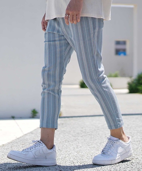 JOKER（ジョーカー）の「【SOMEDIFF】パナマストライプアンクルクロップドパンツ メンズ 春服（その他パンツ・メンズ・ベージュ/ネイビー・M/L/XL）」の2枚目の写真