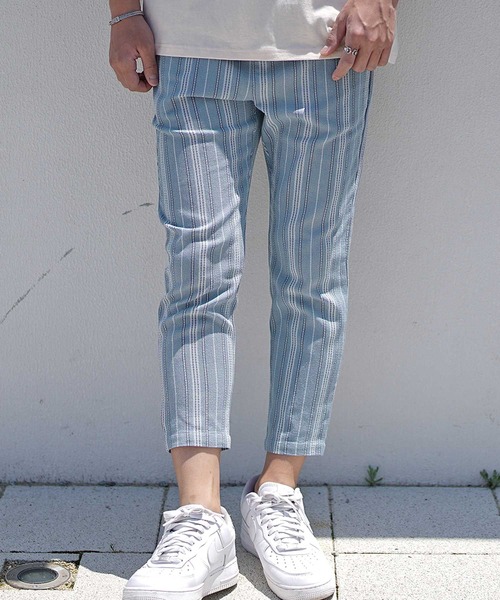 JOKER（ジョーカー）の「【SOMEDIFF】パナマストライプアンクルクロップドパンツ メンズ 春服（その他パンツ・メンズ・ベージュ/ネイビー・M/L/XL）」の9枚目の写真