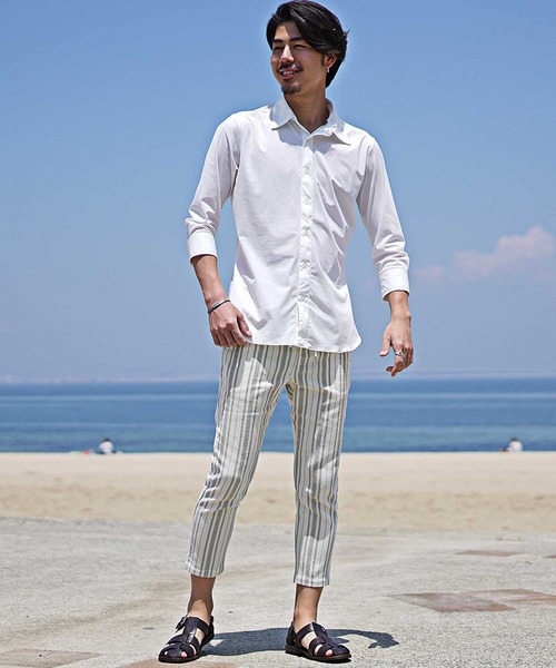 JOKER（ジョーカー）の「【SOMEDIFF】パナマストライプアンクルクロップドパンツ メンズ 春服（その他パンツ・メンズ・ベージュ/ネイビー・M/L/XL）」の6枚目の写真